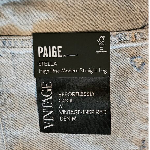 Paige Stella Women's Size 28 Gianna Blue Straight Leg Split Hem Jeans NWT - Picture 4 of 13